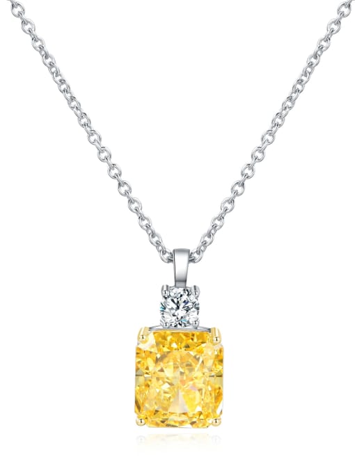 Yellow [P 0857] 925 Sterling Silver High Carbon Diamond Geometric Luxury Necklace